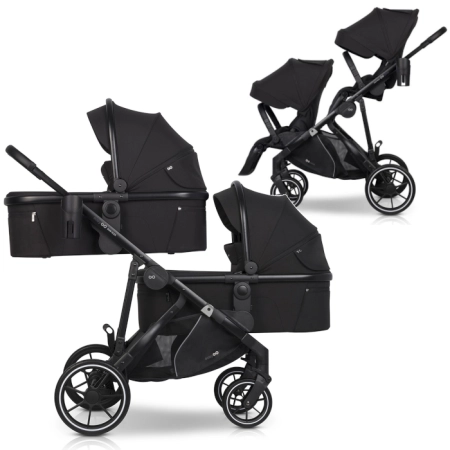 EasyGo DuoFlex Ebony Black 2+2 wózek bliźniaczy wielofunkcyjny